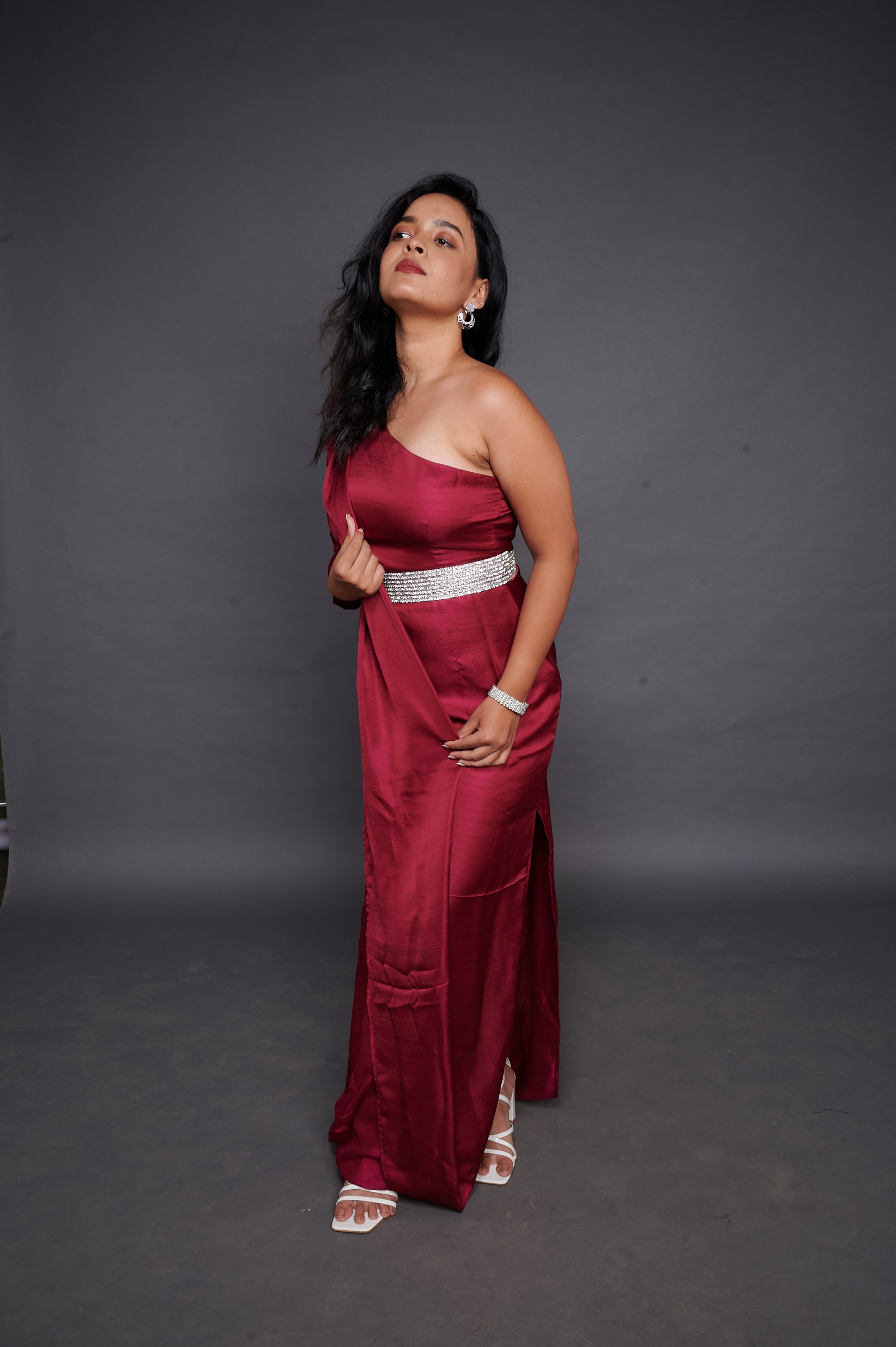 Rose Style Gown With Belt