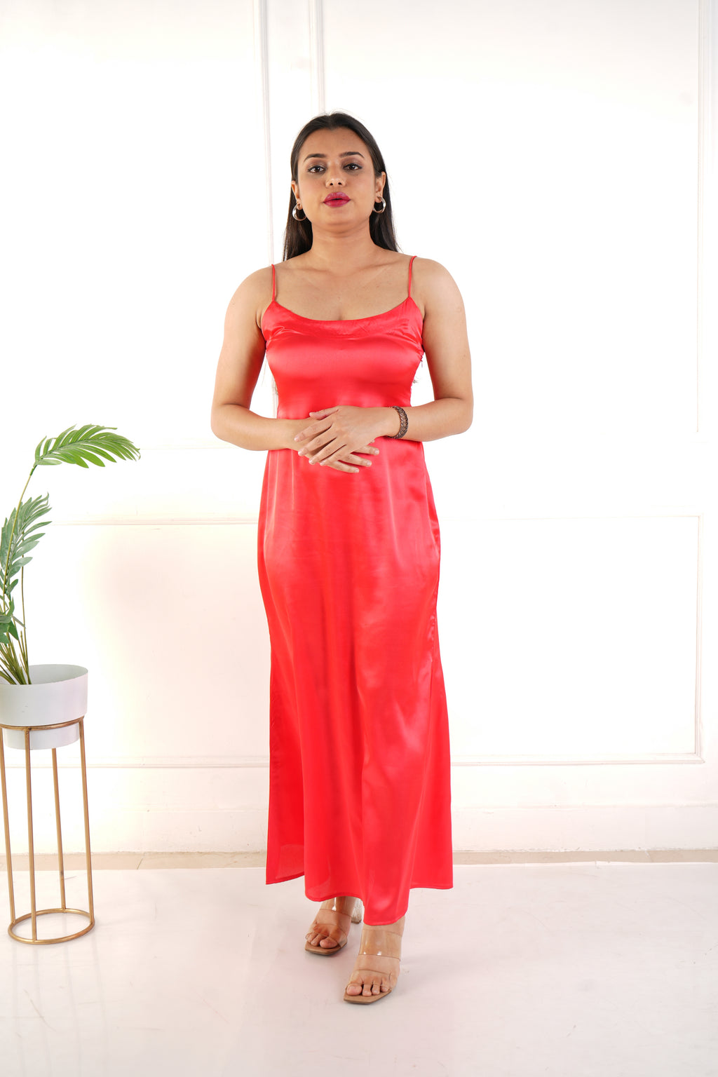Elara satin dress - Red