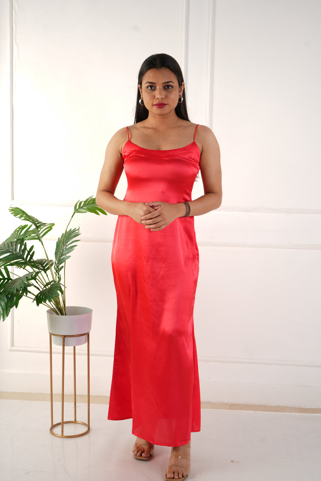 Elara satin dress - Red