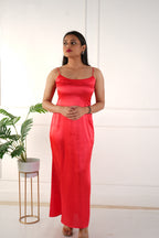 Elara satin dress - Red