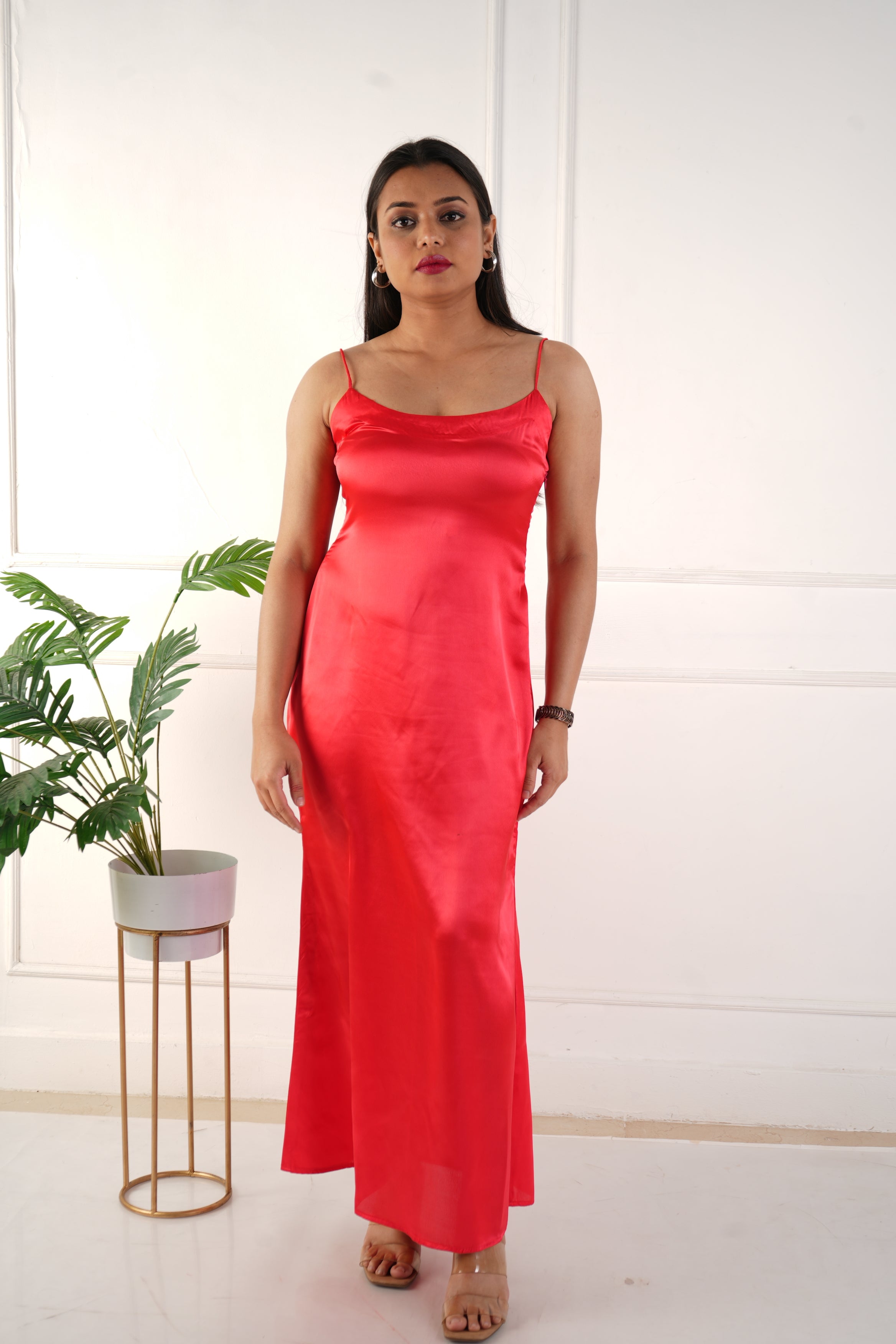 Elara satin dress - Red