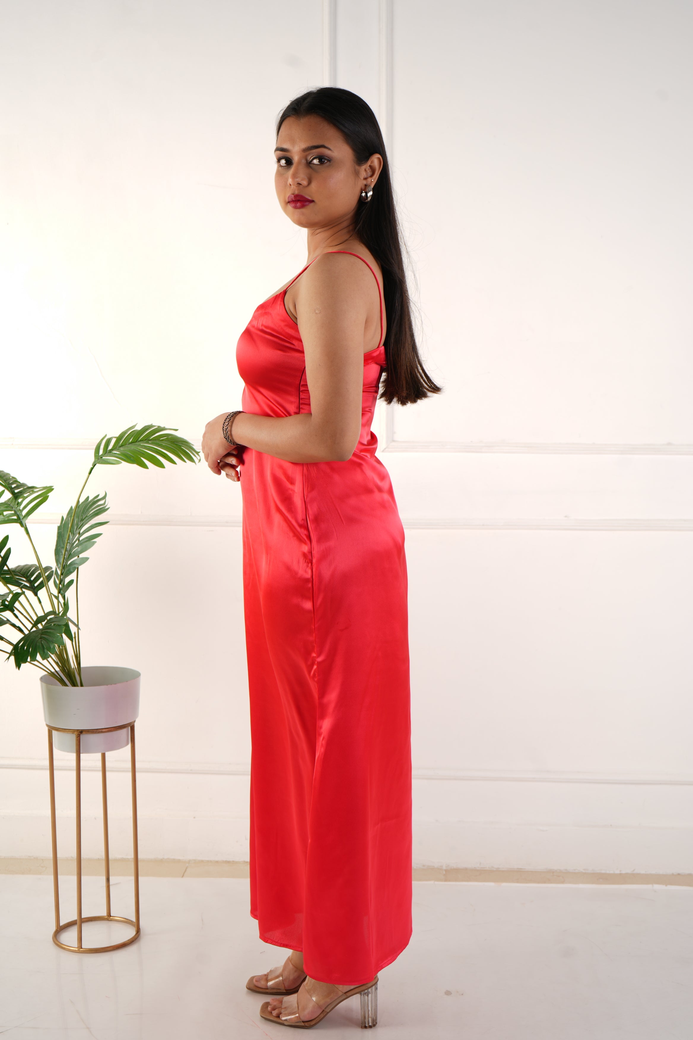 Elara satin dress - Red