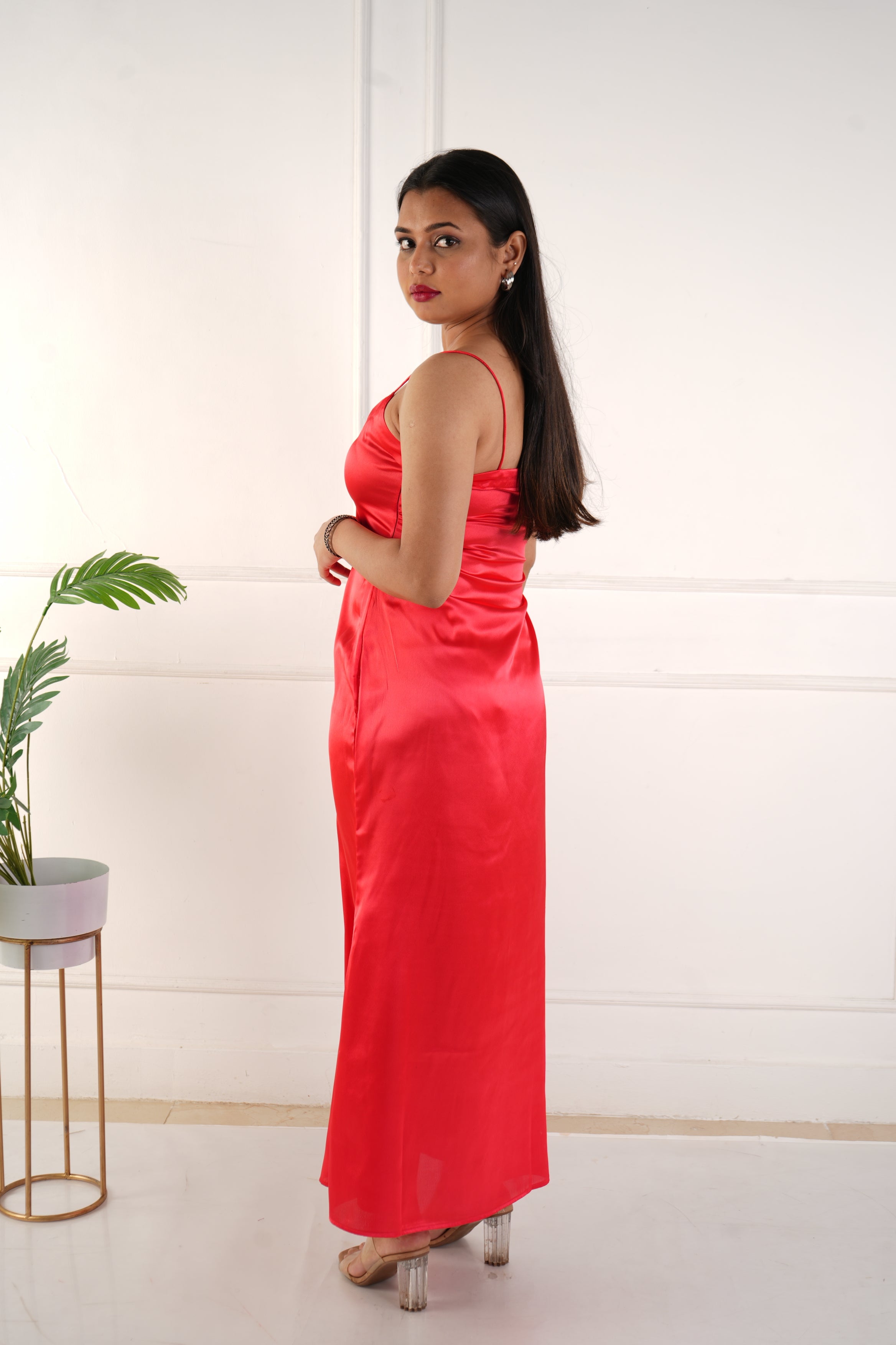 Elara satin dress - Red