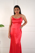 Elara satin dress - Red