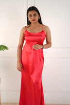 Elara satin dress - Red