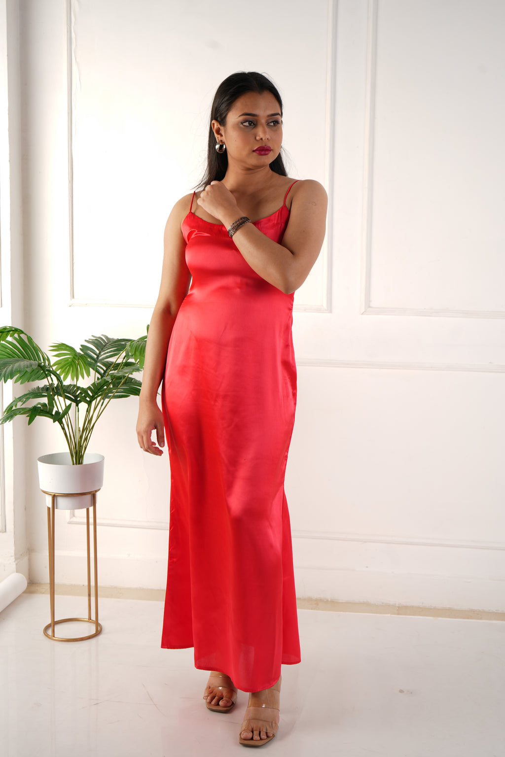 Elara satin dress - Red