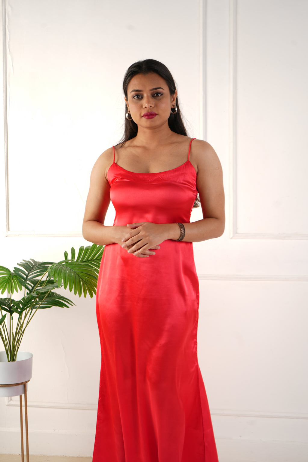 Elara satin dress - Red