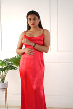 Elara satin dress - Red